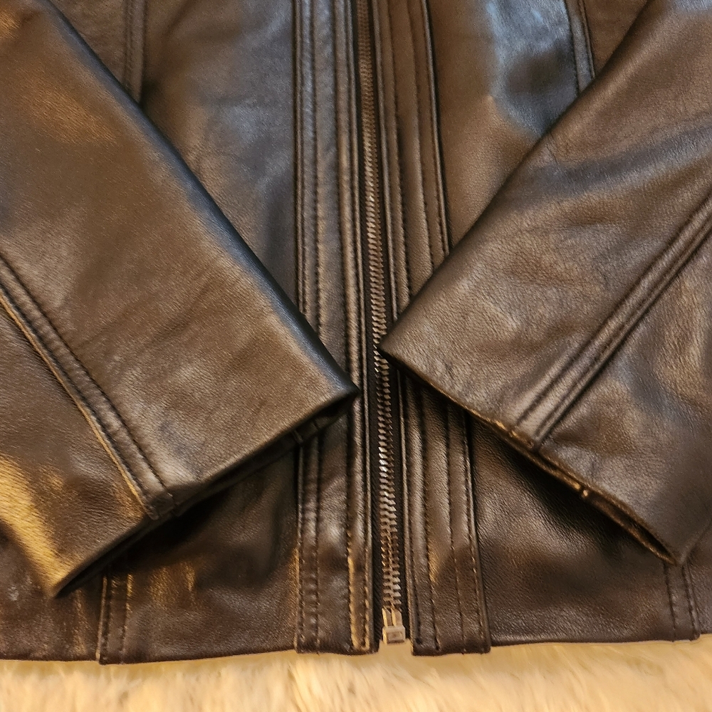 Reed Lambskin Leather Women's Black Zip Up Jacket Size Medium - Picture 5 of 14